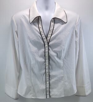 Once 1 Again Button Down Woman White Shirt Western Blouse XL